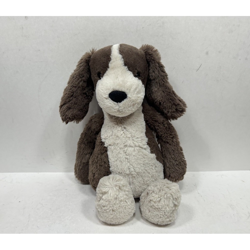 Jellycat London Medium Bashful Fudge Puppy Dog Plush Spaniel Brown Tan